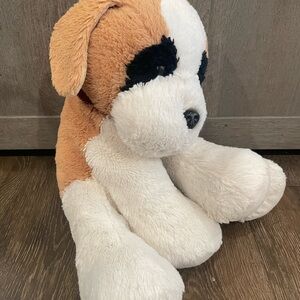 Adorable Tan and White Plush Dog